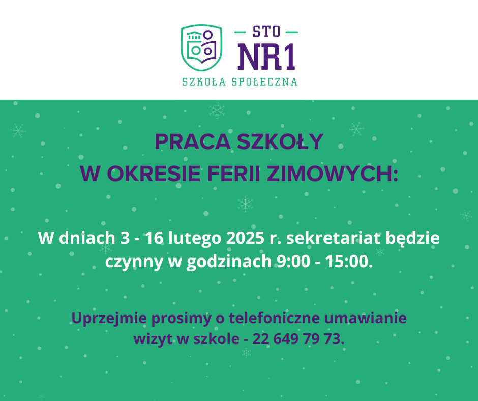 Praca szkoły w czasie ferii (1)